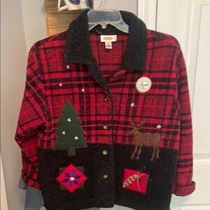 Talbot Red and Black Plaid Holiday Jacket Size Medium